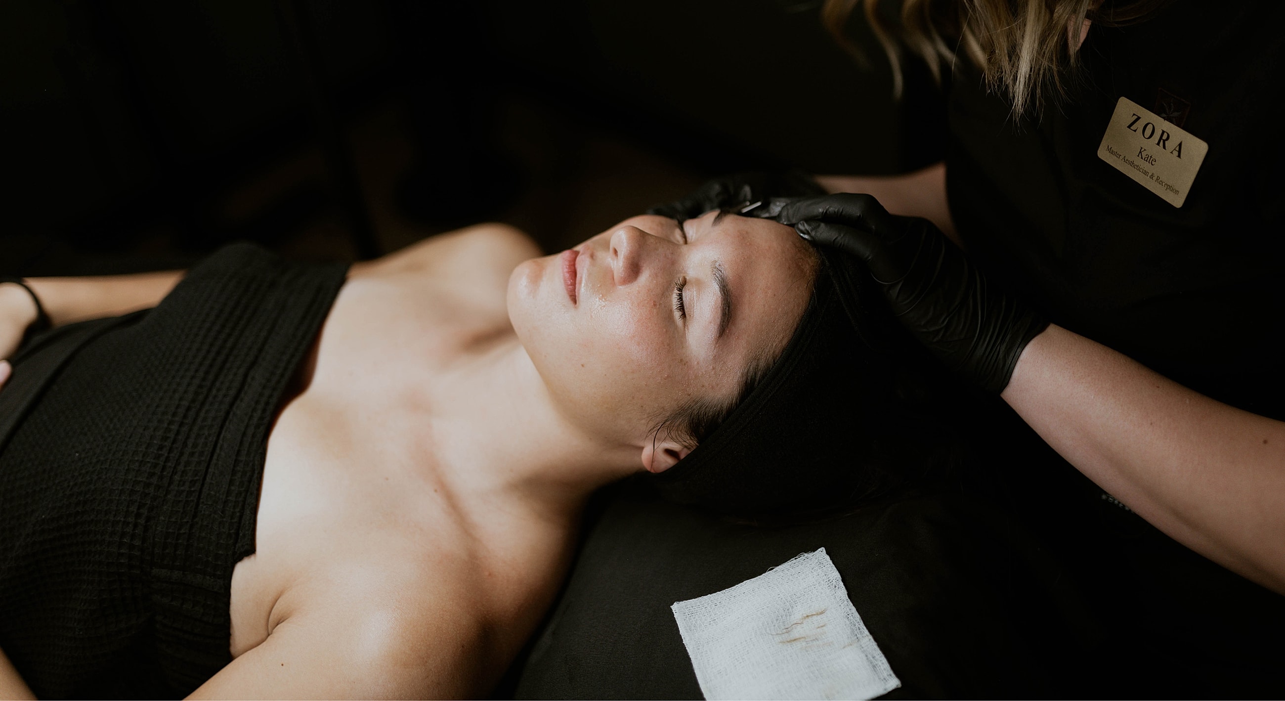 Facial treatment in a spa setting.